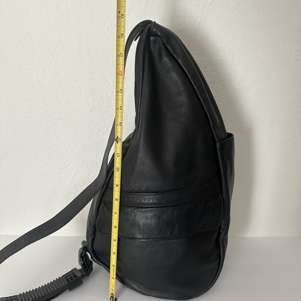 AmeriBag Healthy Back Bag Black Leather Sling Crossbody Ergonomic Shoulder Bag